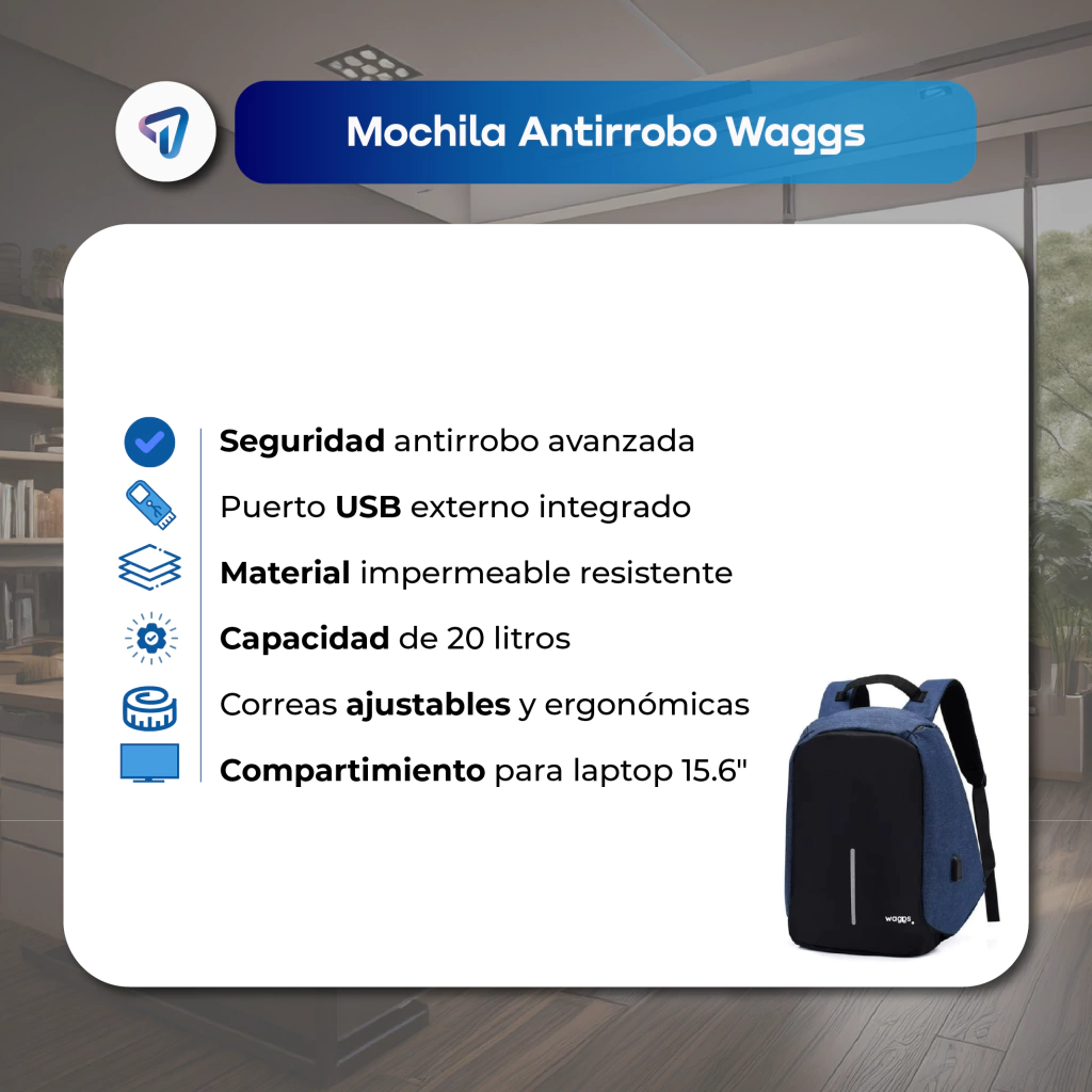 MOCHILA ANTIRROBO WAGGS GRIS Y NEGRA - 463 - Imagen 5