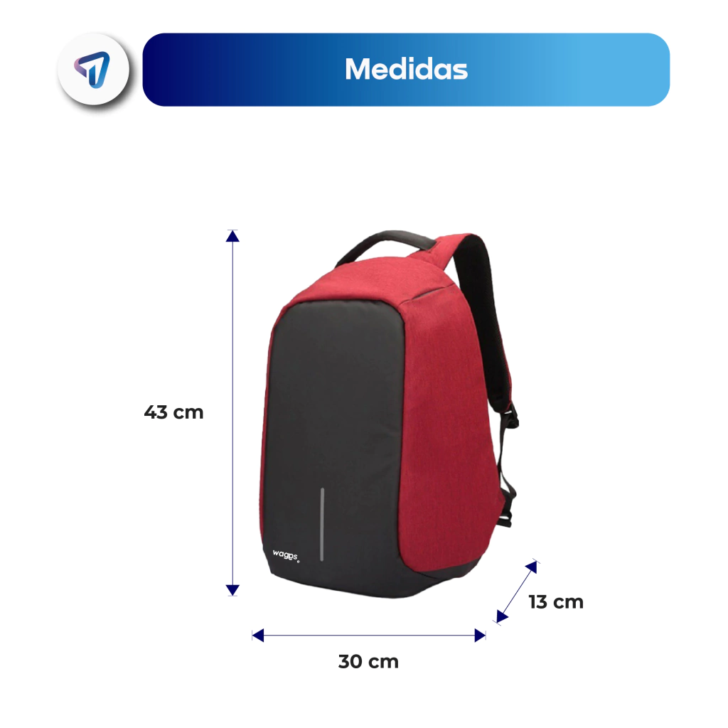 MOCHILA ANTIRROBO WAGGS GRIS Y NEGRA - 463 - Imagen 4