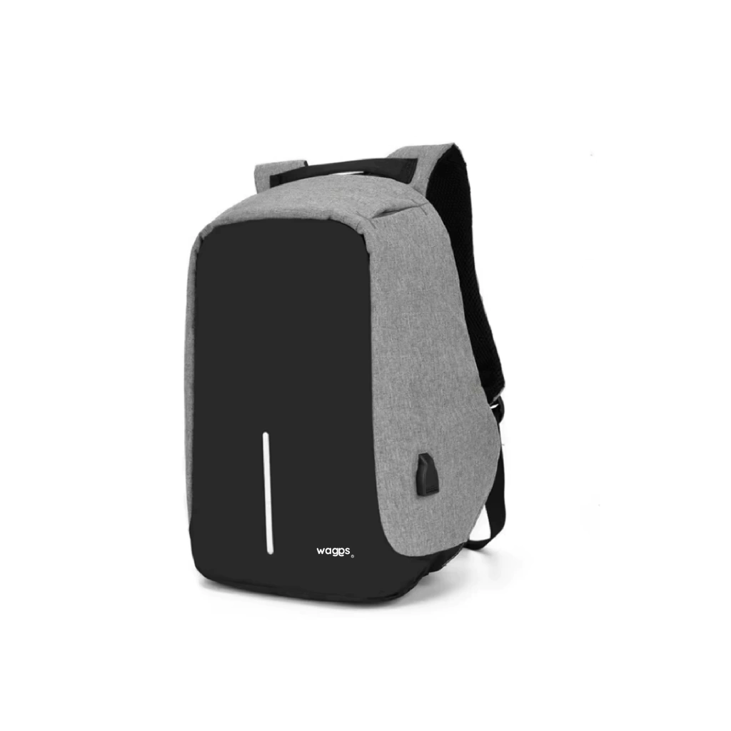 MOCHILA ANTIRROBO WAGGS GRIS Y NEGRA - 463