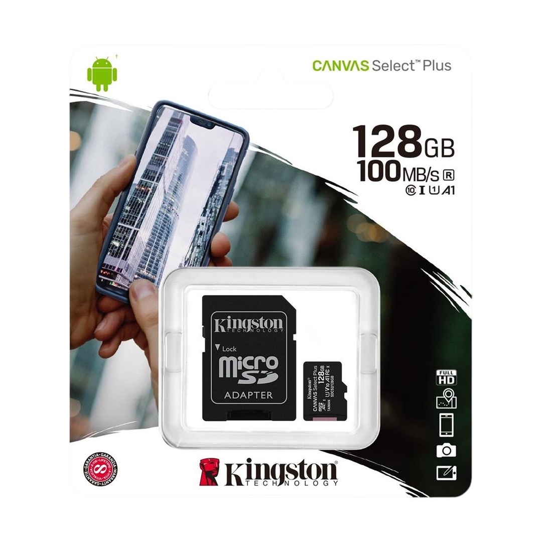 MICROSD KINGSTON 128 GB C/ADAPTADOR CLASE 10 UHS-1 100MB/S