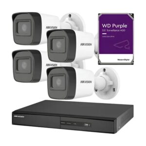 KIT HIKVISION DVR (DC-7204HGHI) + 4 CAMARAS BULLET (DS-2CE16DOT-EXIPF) + DISCO RIDGO 1 TB WD